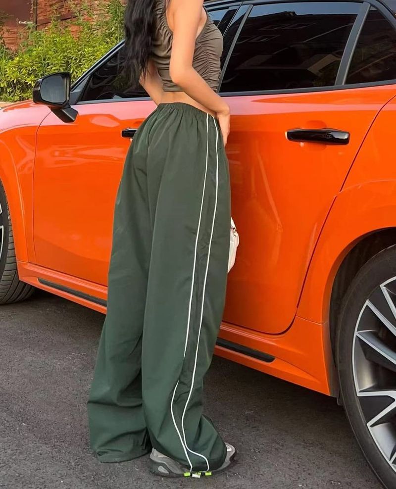 Europese en Amerikaanse nieuwe gepersonaliseerde tweezijdige trekkoordvrijetijdsbroek met elastische taille, veelkleurige lange broek_voghion.com