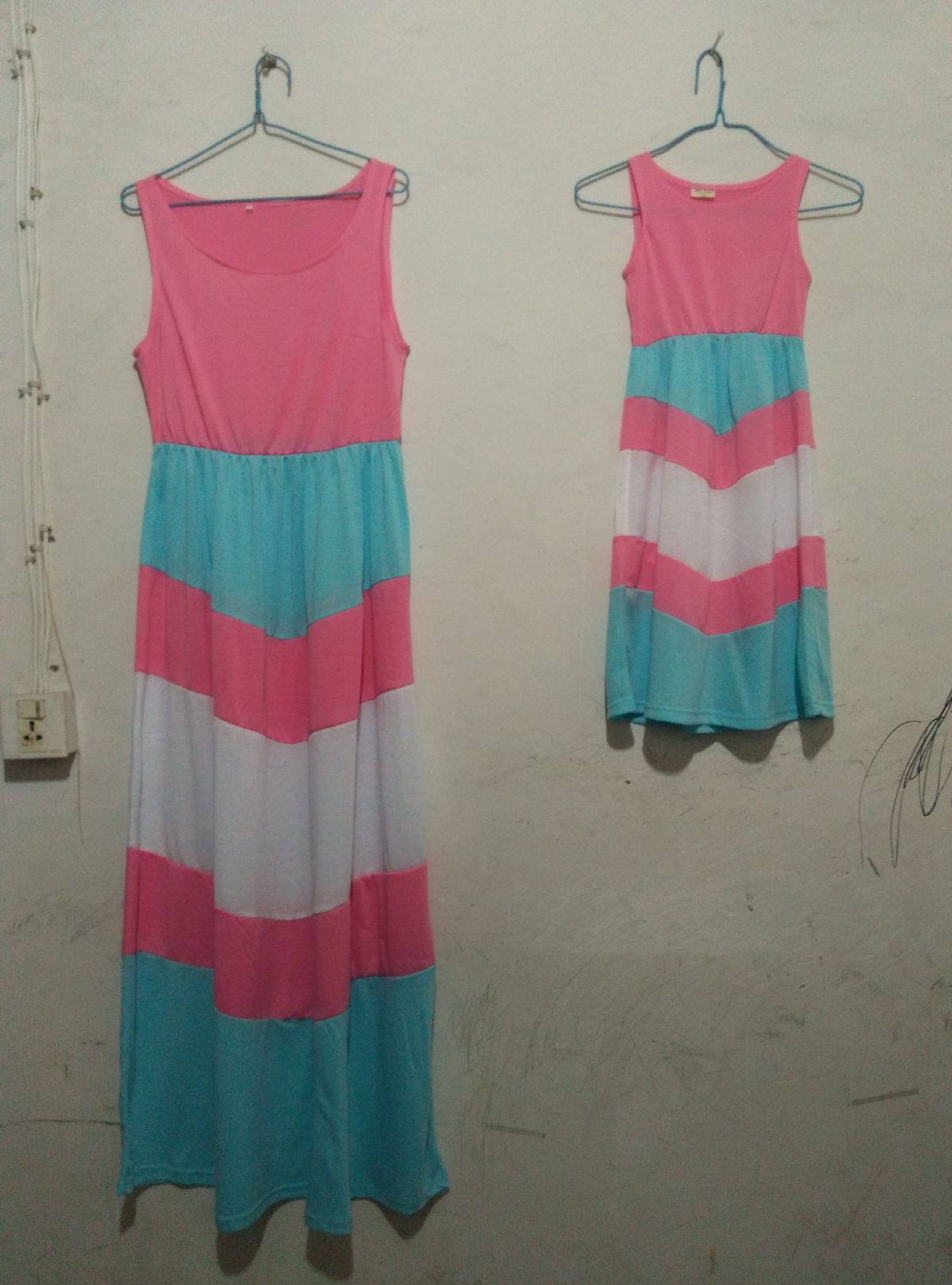 Foreign Trade Parent Child Dress Knitted Parent Child Dress Spliced Parent Child Dress_voghion.com