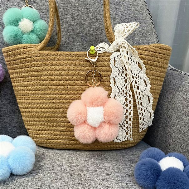Bag Charm Creative Flower Ball Keychain Cute Plush Flower Bag Pendant Mobile Phone Accessories Car Key Ring Gift_voghion.com