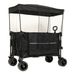 Collapsible Foldable Extended Wagon With Canopy,480lbs Weight Capacity, Heavy Duty Folding Utility Garden Cart With Big All-Terrain Beach Wheels & Drink Holders,Side Pocket And Brakes ,mosquito Net_voghion.com