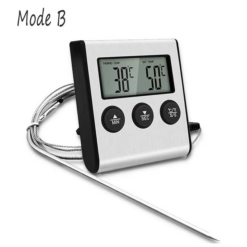 Konyhai digitális főzőhőmérő, hús, étel hőmérséklete sütőhöz, BBQ, grill, időzítő funkcióval, szondás hőmérővel főzéshez_voghion.com