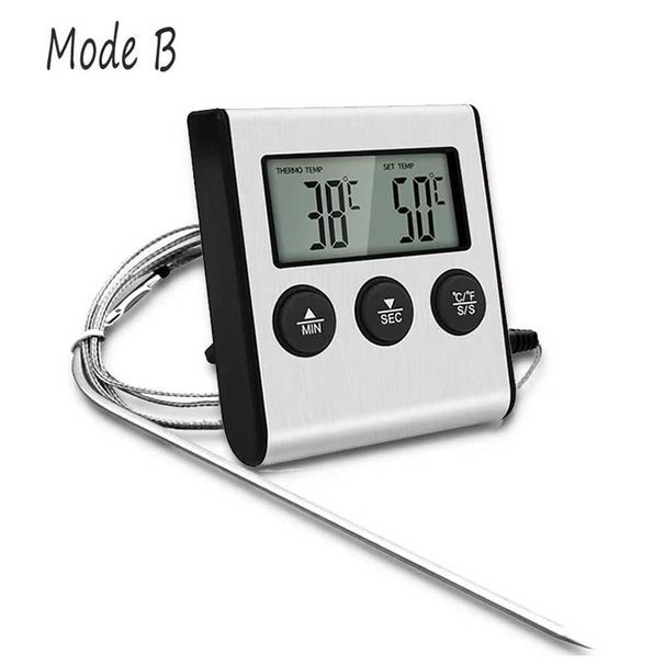 Konyhai digitális főzőhőmérő, hús, étel hőmérséklete sütőhöz, BBQ, grill, időzítő funkcióval, szondás hőmérővel főzéshez_voghion.com