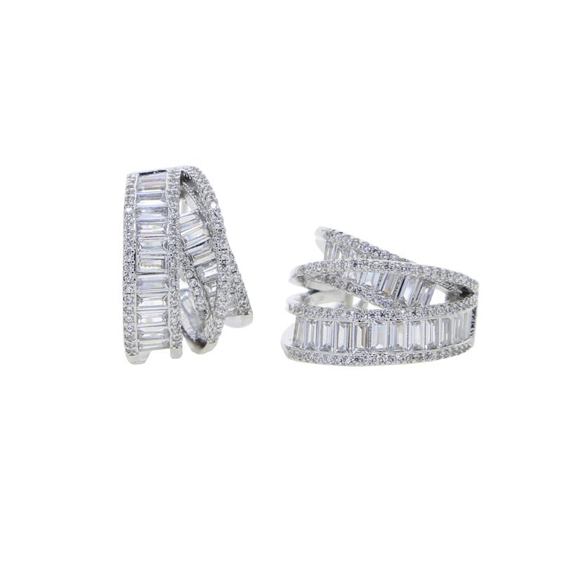 Women's Jewelry Personalized Multi Layer Lines High End Design Micro Inlaid Zircon Half Circle Earrings Temperament Accessories_voghion.com