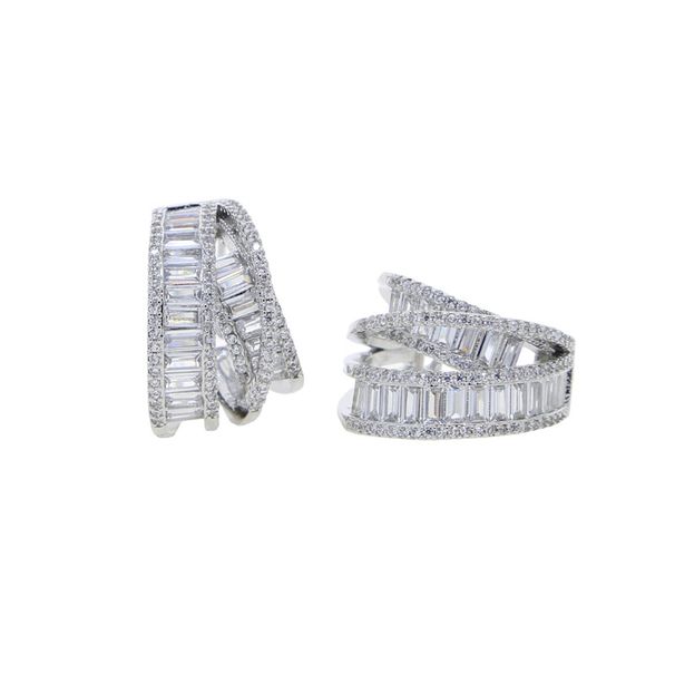 Women's Jewelry Personalized Multi Layer Lines High End Design Micro Inlaid Zircon Half Circle Earrings Temperament Accessories_voghion.com