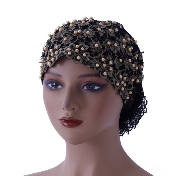 Sommerhut aus bestickter Spitze – Atmungsaktives Kopftuch mit Perlen für Damen, elegantes Weiß, modischer Mutterstil_voghion.com