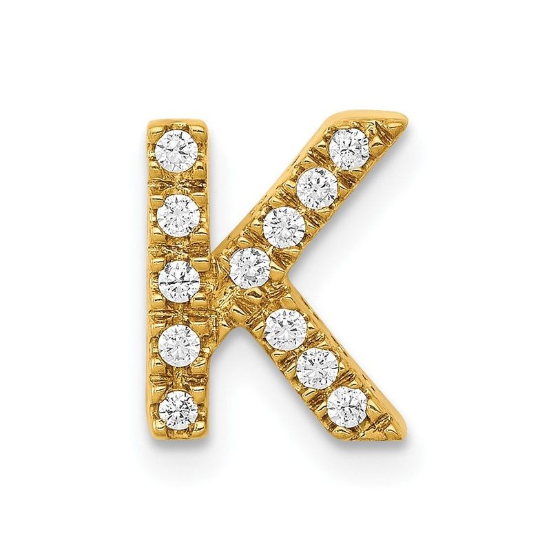 14K Diamond Letter K Initial Charm_voghion.com