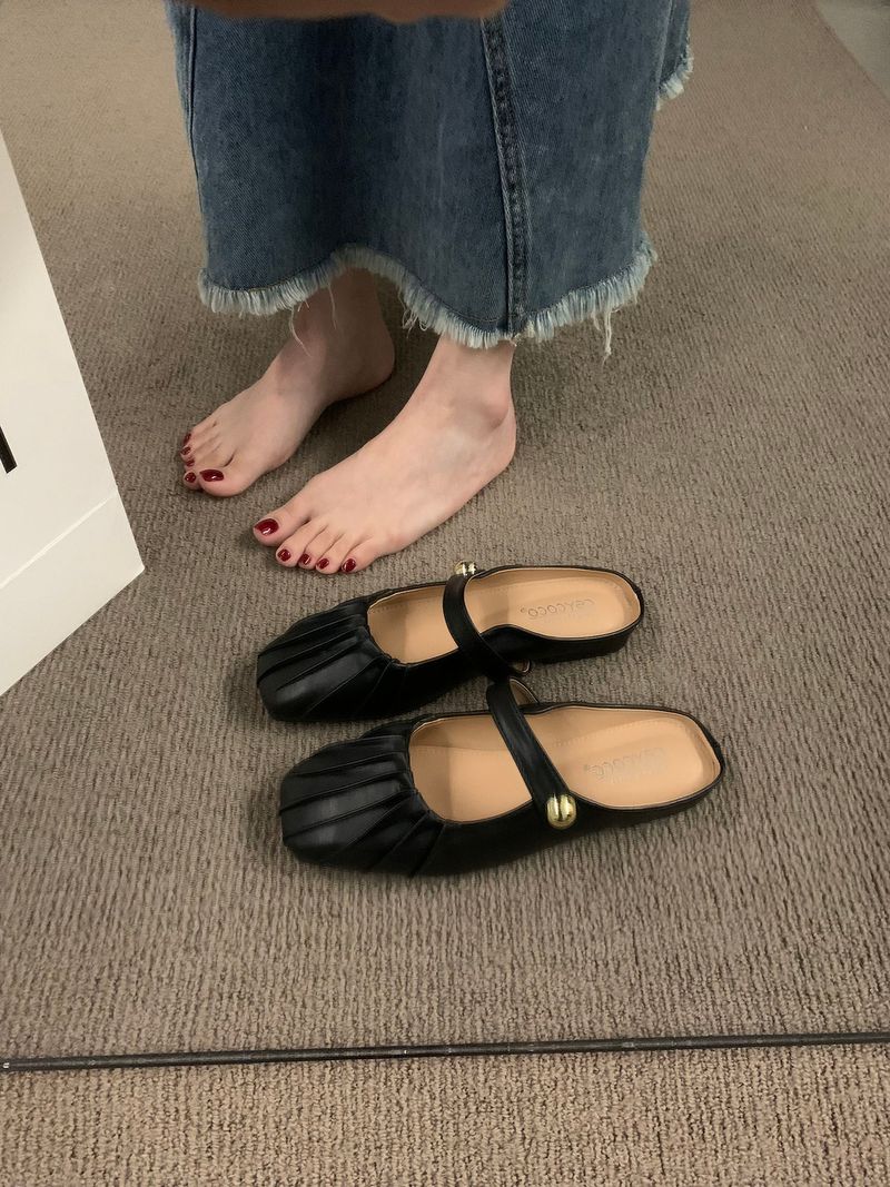 p5 Silver flat-bottomed Baotou half-slippers outside wear 2023 summer new mother Mary Jane Muller ladies sandals single shoes_voghion.com
