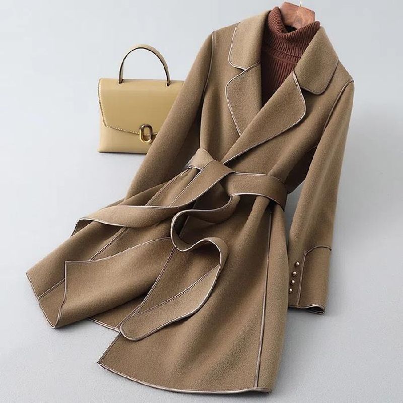 【Hochwertig】 Wollmantel Herbst und Winter im New Western-Stil, mittlerer älterer Damenmantel aus Wollimitat_voghion.com