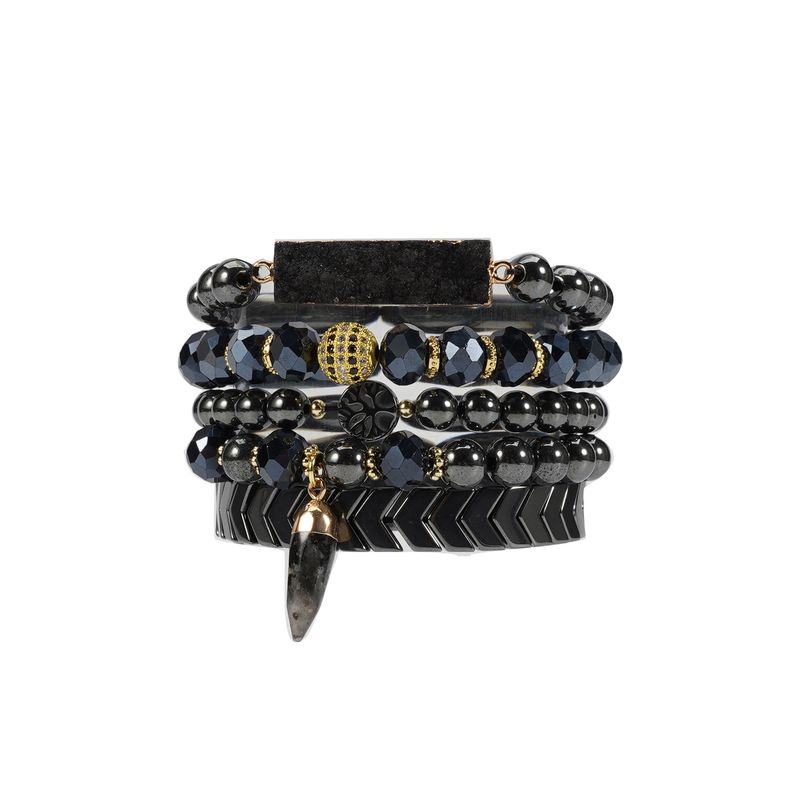 Bohemian Stacking Style Bracelet Natural Gemstone And Crystal Bud Imperial Pine Set Women's Bracelet_voghion.com