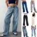 Jeans dritti lavati non elastici a vita bassa retrò da donna, pantaloni autunnali in denim a gamba larga da strada_voghion.com