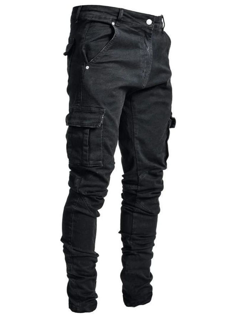 Herrenbekleidung auf Lager 2024 Neue Jeans Herren-Skinny-Jeans mit Seitentasche und kleinem Fuß_voghion.com