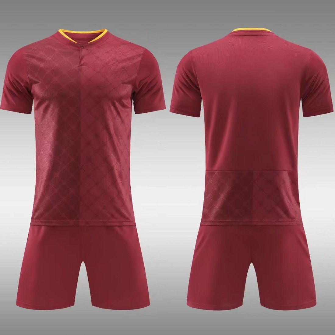22–23 Roma Heimtrikot mit nackter Platte, kurzärmelig, rotes Fußballset für Erwachsene_voghion.com