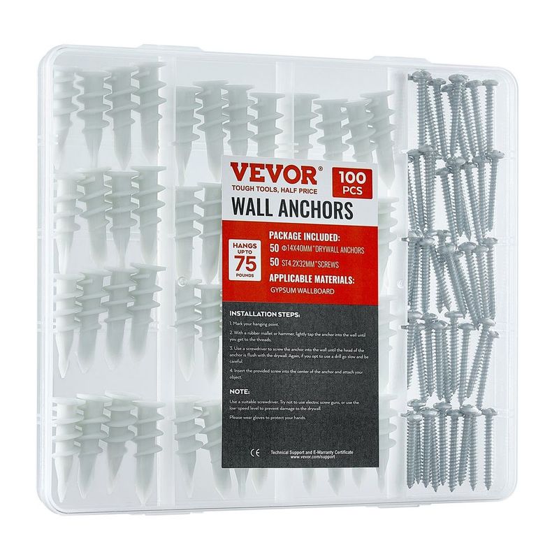 Drywall Anchors Self Drilling Anchors 100PCS In 50 Sets Screw &amp; Anchors_voghion.com