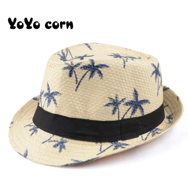 Großer Sale YOYOCORN Heißer Verkauf Sommer Stroh Kinder Strand Sonne Trilby Panama Hut Handarbeit Für Junge Mädchen Kinder 4 farbe_voghion.com