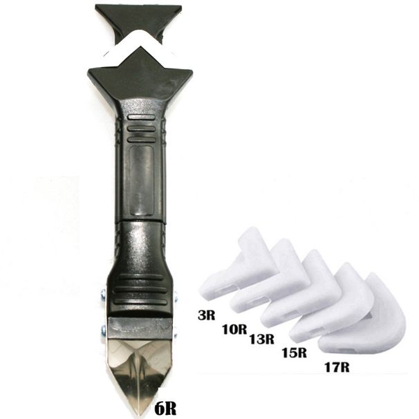 3-in-1 Metal Scraper With 6 Soft Rubber Heads – Multi-Purpose Grout & Caulk Tool For Kitchen Tiles, Glass, Sink & Sealant Application_voghion.com