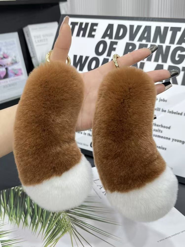 Bag Charms Cute Real Rex Rabbit Fur Car Keychain Pendant Plush Couple Gift School Bag Pendant_voghion.com