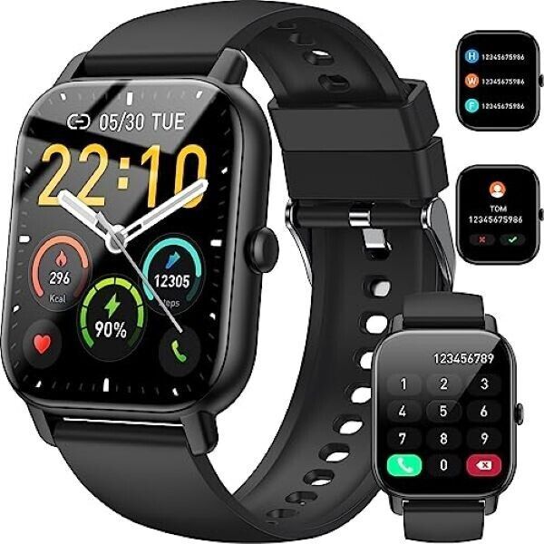 Nerunsa P66D Smartwatch (SCHWARZ), 1,85-Zoll-Touchscreen, wasserdicht, Android/iOS_voghion.com