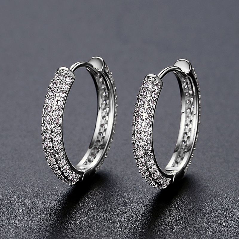 Women's Jewelry Elegant Geometric Zircon Stud Earrings For Daily Wear, Hypoallergenic Copper With Rhodium/18K Gold Plating_voghion.com