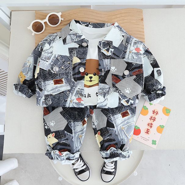 Set di tre pezzi con camicia e cappotto a maniche lunghe autunno 2025, nuovo primaverile, abbigliamento per bambini da 1 a 5 anni_voghion.com