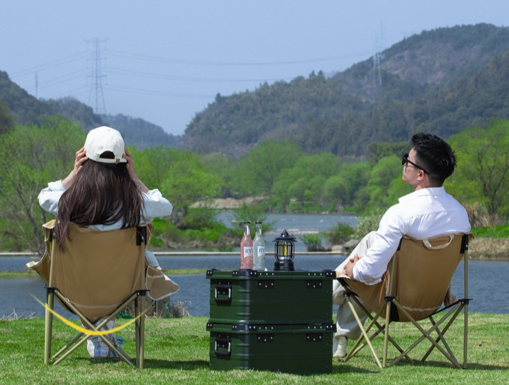 Cadeira reclinável dobrável portátil para acampamento ao ar livre com encosto e pernas ajustáveis em tecido Oxford_voghion.com