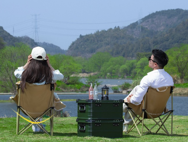 Cadeira reclinável dobrável portátil para acampamento ao ar livre com encosto e pernas ajustáveis em tecido Oxford_voghion.com