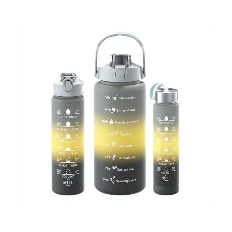 Stylish frosted gradient large capacity plastic cup three-piece water cup portable sports kettle_voghion.com