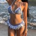 Damenbekleidung Bedruckter, karierter Bikini mit Rüschen, geteilter Urlaubsbadeanzug, zweiteiliges Set_voghion.com