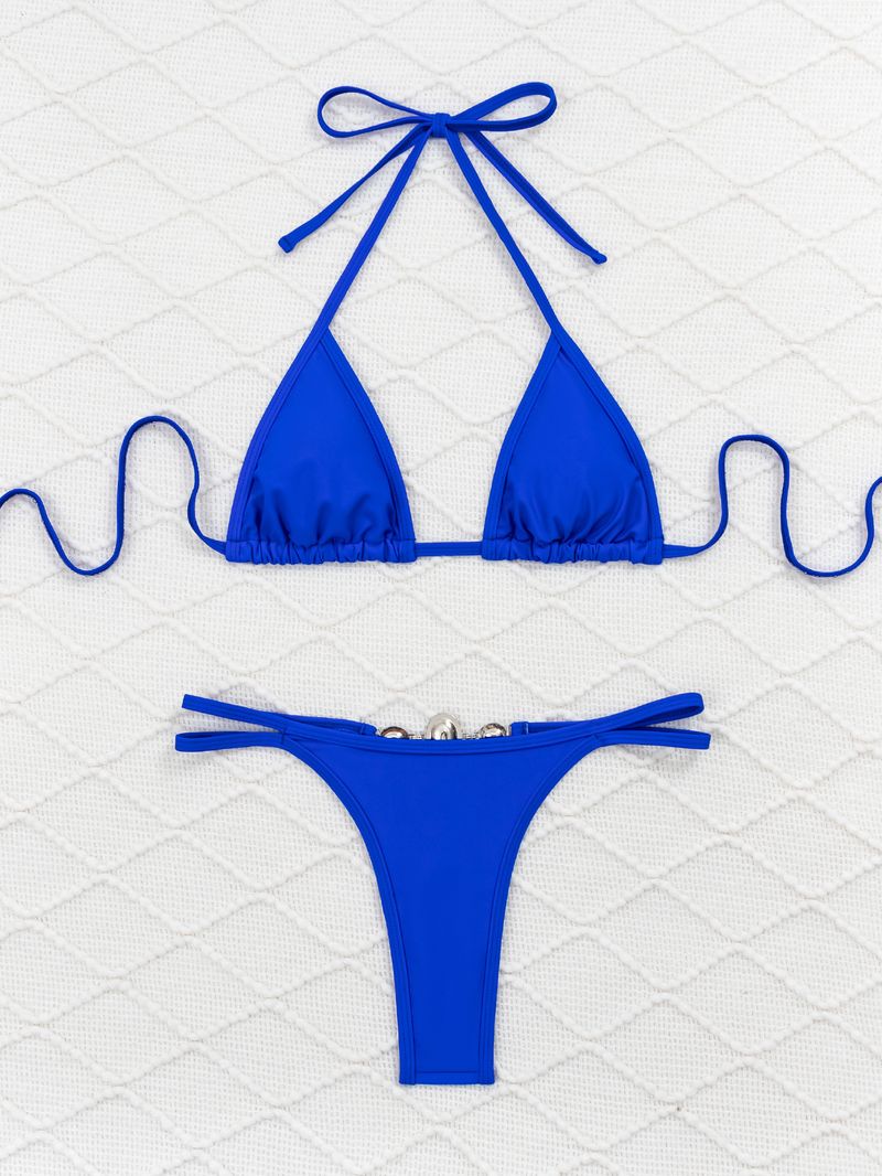 Dameskleding Badmode Kristal Diamant Driehoek Tas String Strandbikini_voghion.com