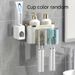 Wall Mounted Space-saving Bathroom Rack Toothpaste Dispenser With Toothbrush Holder And Gargle Cups_voghion.com