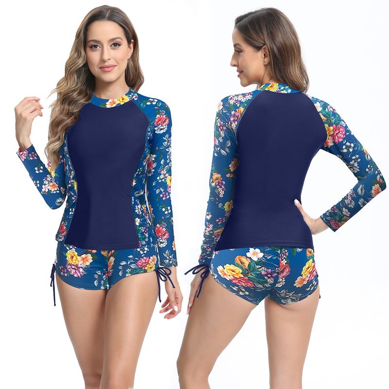 Langärmliges Bademoden-Set für Damen – Rashguard-Oberteil mit LSF 50+ und hoch taillierte Badehose für Sonnenschutz und vollständige Abdeckung_voghion.com