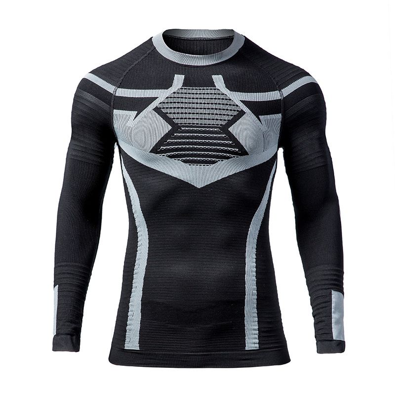 Maglia aderente a compressione a maniche lunghe, ad asciugatura rapida, per sport professionali, unisex, attrezzatura termica per esterni_voghion.com