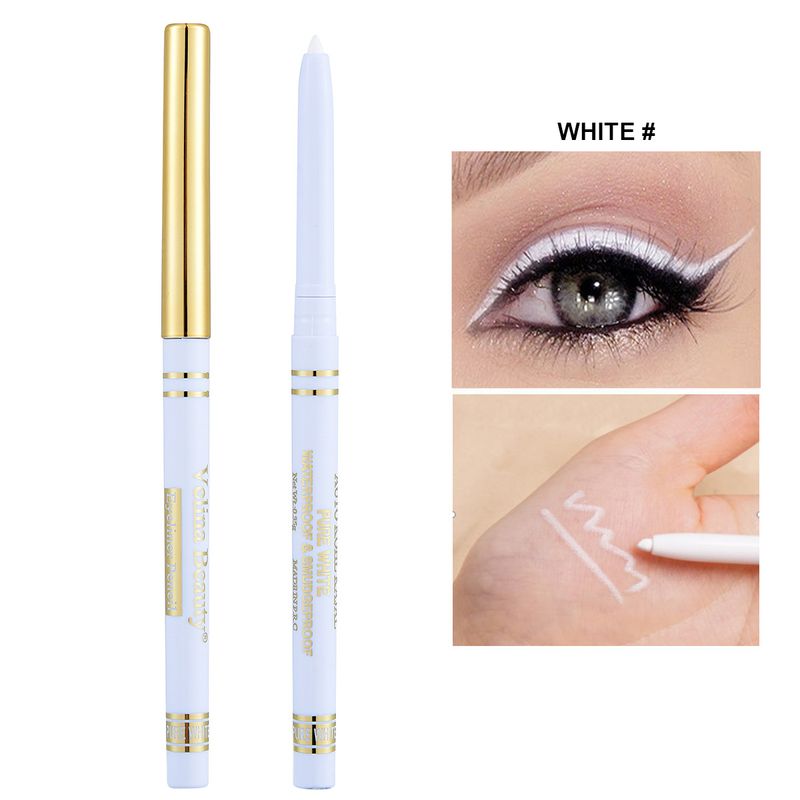 gel White eyeliner pen Korean women's makeup waterproof, fast, dry, smooth, black brown eyeliner cosmetics_voghion.com