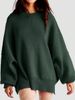 Women's Batwing Long Sleeve Knit Sweater - Cozy Oversized Pullover With Side Slits, Soft Acrylic Blend, Classic Round Neck, Loose Fit Casual Top_voghion.com