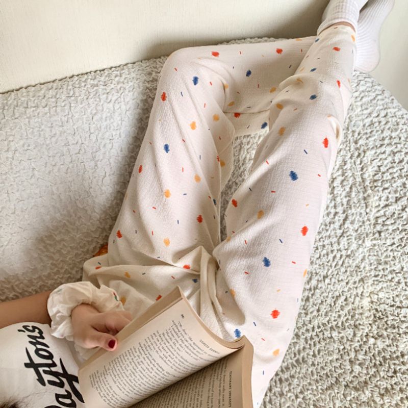 Walking cartoon thin lazy plaid sleeping pants elastic waist student home shorts women summer long_voghion.com