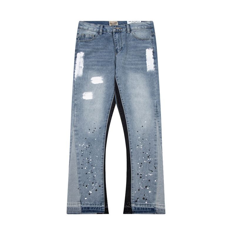 Herrenbekleidung 2024 Neue europäische und amerikanische High Street-Hose mit Tintenspritzer-Print für Herren und Damen, gewaschene Jeans_voghion.com