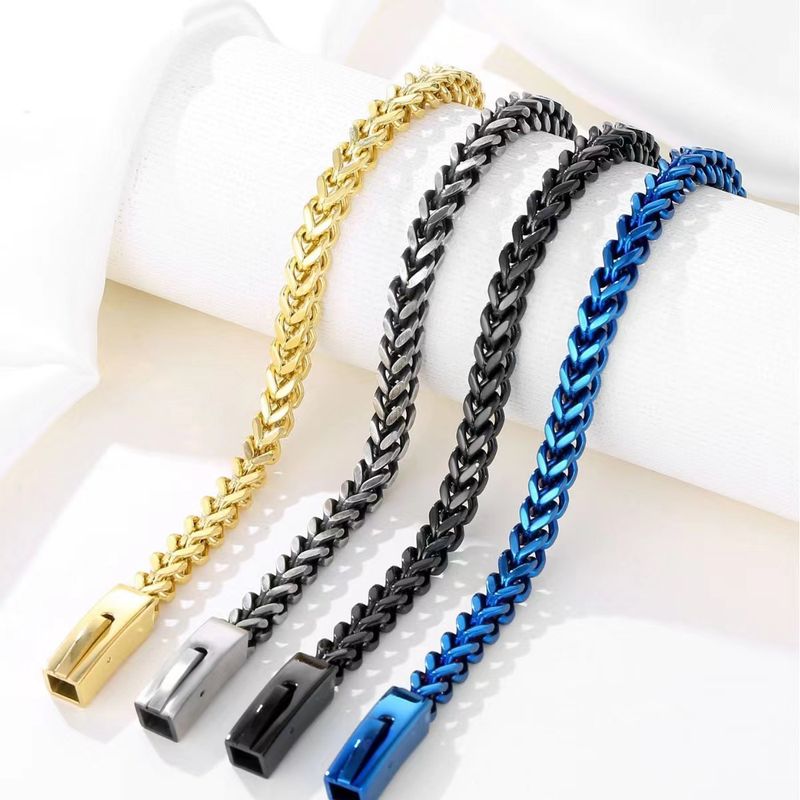 Bracciale Hip Hop con catena reversibile intrecciata, fibbia quadrata in acciaio inossidabile, accessorio alla moda per uomo in titanio_voghion.com