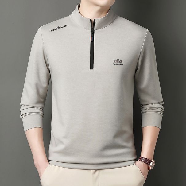 Felpa da uomo in pile tedesco a maniche lunghe con mezza cerniera impermeabile, abbigliamento casual, alla moda, super morbida e confortevole_voghion.com