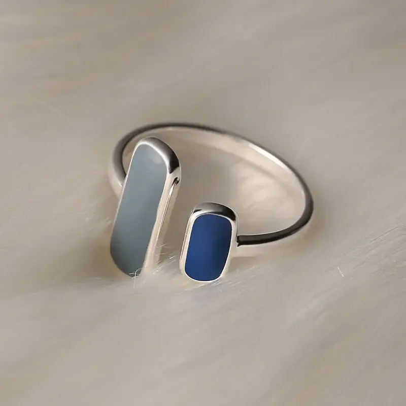 Ring aus 100 % reinem Silber, schlichtes und modisches Accessoire im Retro-Stil._voghion.com