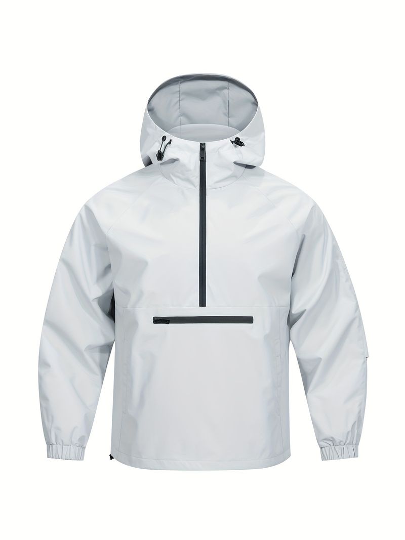 ​Men's Style Oversized Half-Zip Hooded Sweatshirt Jacket - Light Gray, Black, Lavender, Light Brown, Caramel​_voghion.com