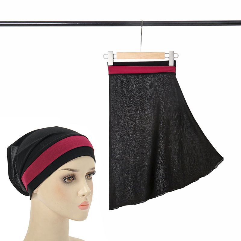 Dvoubarevný prošívaný turban, muslimský velký klobouk, dvoudílná sada, dámský čtyřsezónní svetr, skladem_voghion.com