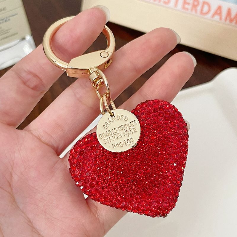 Porte-clés créatif en forme de cœur de pêche, version coréenne, entièrement en strass, pendentif pour voiture, sac, étiquette, cadeau_voghion.com