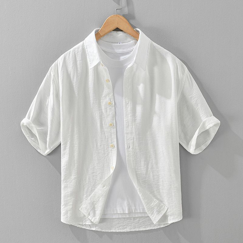 Módní volná jednobarevná košile s krátkým rukávem, graffiti, ležérní tenký střih, opalovací krém, pánská bunda_voghion.com