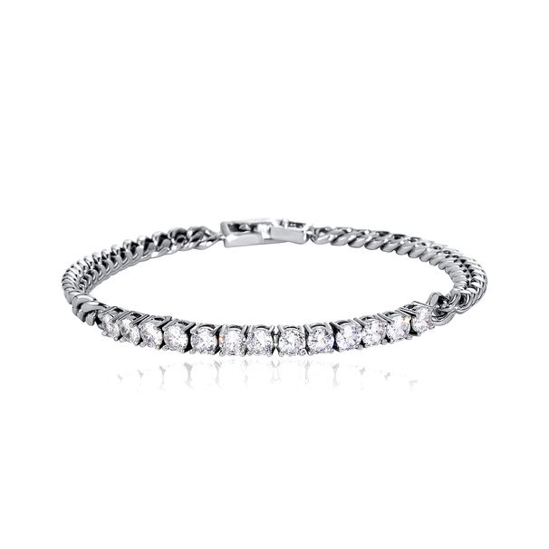 Ancore maschili e femminili e celebrità di Internet indossano una collana con bracciale con zirconi che preserva il colore, stile semplice, catena cubana punk_voghion.com