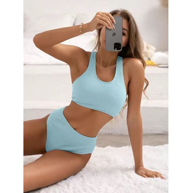 2025 Nuovo costume da bagno sportivo Bikini Comodo Ins Stile Vita alta Moda Sexy Ragazza calda Nicchia Arte Vita-Esposta_voghion.com
