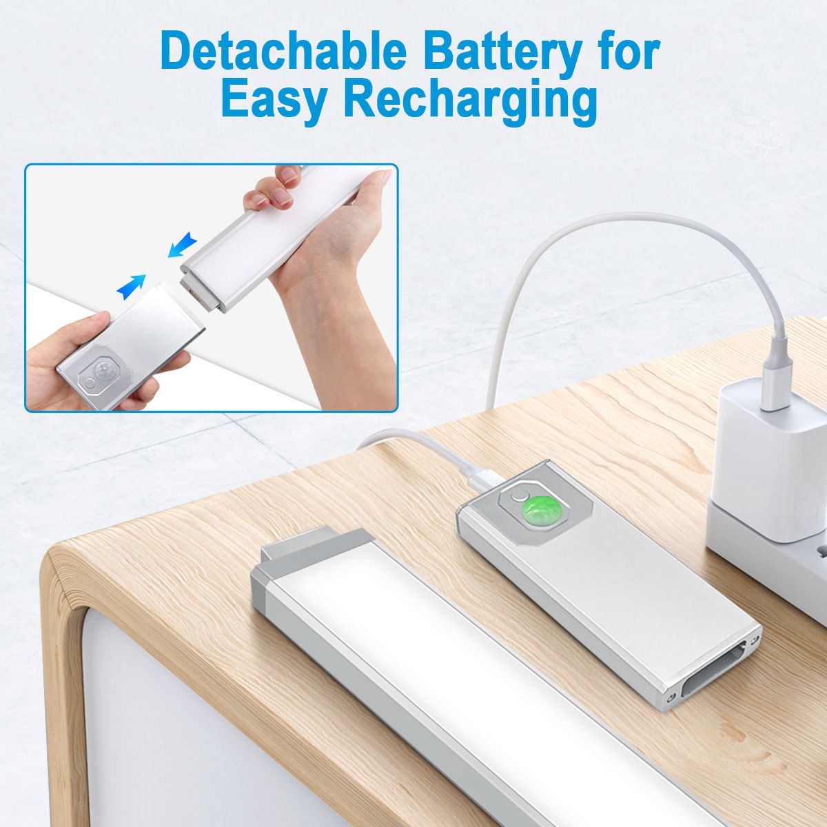 Ładowalna lampka nocna z czujnikiem ruchu LED - ultracienka, wyjmowana bateria, do szafy, szafki i sypialni_voghion.com