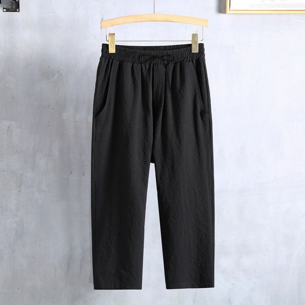 Herrenbekleidung in Übergröße, zweiteilig, Sommer, lässiger Neun-Punkt-Hosenanzug, trendiger, dicker, kurzärmeliger Anzug für Herren_voghion.com