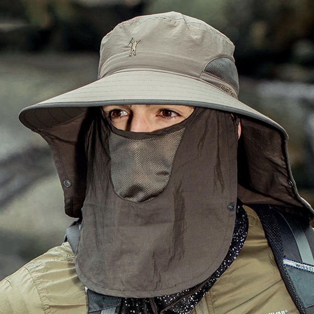 Mode 2024 Neue Mode Sommer Eimer Hut Cowboy Männer Outdoor Angeln Wandern Strand Hüte Mesh Atmungsaktiv Anti UV Sonne Kappe Große_voghion.com