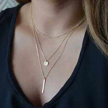 Multilayer Necklaces & Pendants For Women Gold Color Long Chains Choker Female Pendant Necklace Fashion Jewelry Collier_voghion.com