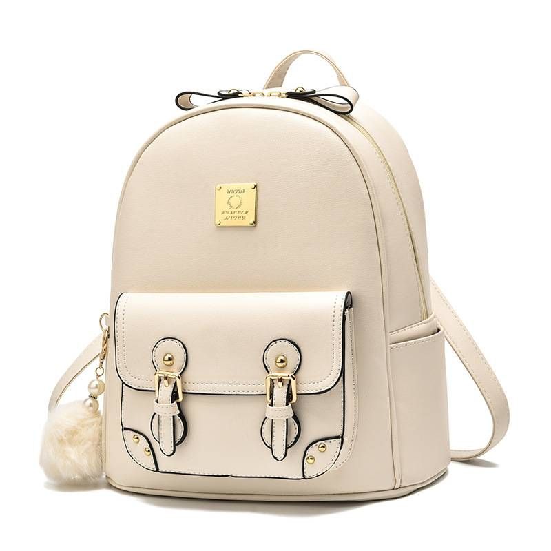 Doppelschloss-Rucksack für Mädchen der Mittelstufe, Schulreisetasche, einfarbig_voghion.com