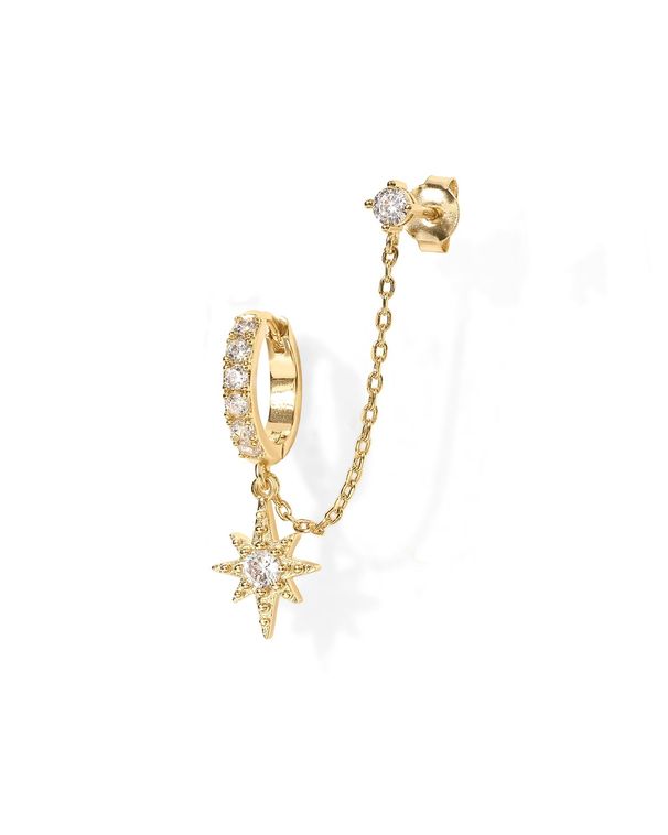 Orecchini da donna in ottone placcato oro vero, versatili, di alta qualità, con esagramma e zirconi, in saldo alla moda._voghion.com